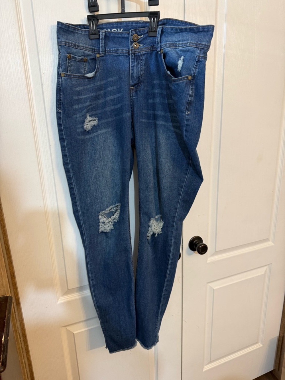 Lovesick Distressed High-Rise Dark Blue Jeans